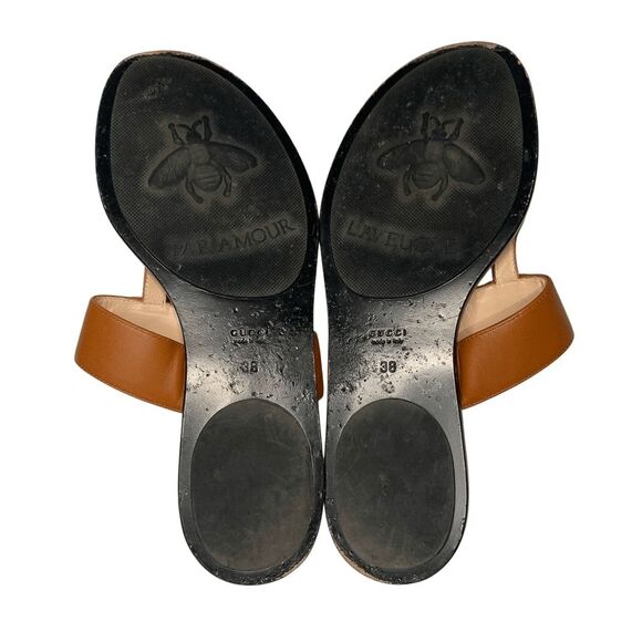 Gucci Marmont GG Thong Sandals EU 38 US 8 Brown Flat Flip Flop Slide Interlock - Picture 8 of 9